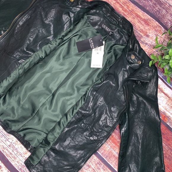 ❌SOLD Lauren Ralph Lauren Burnished Leather Biker Jacket - Picture 11 of 11